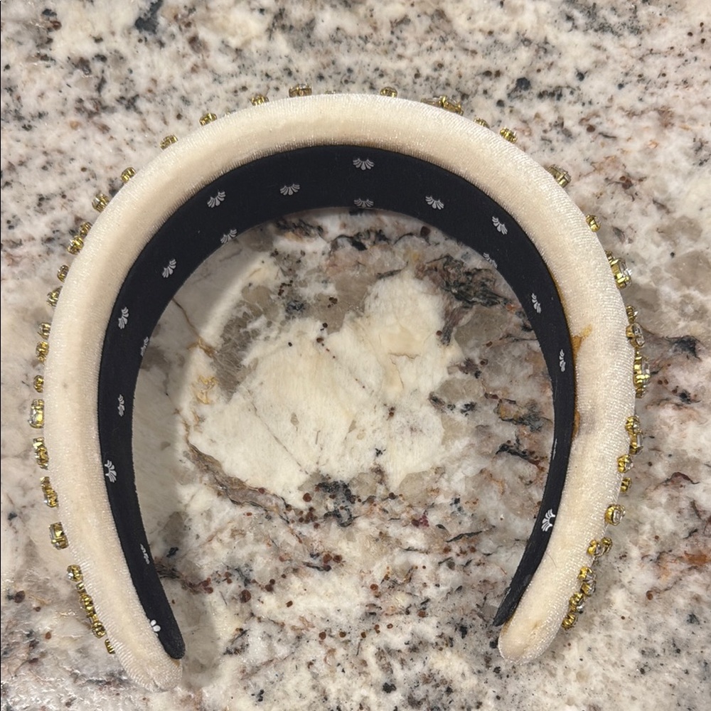 Lele Sadoughi Cream and Gold Embellished Headband